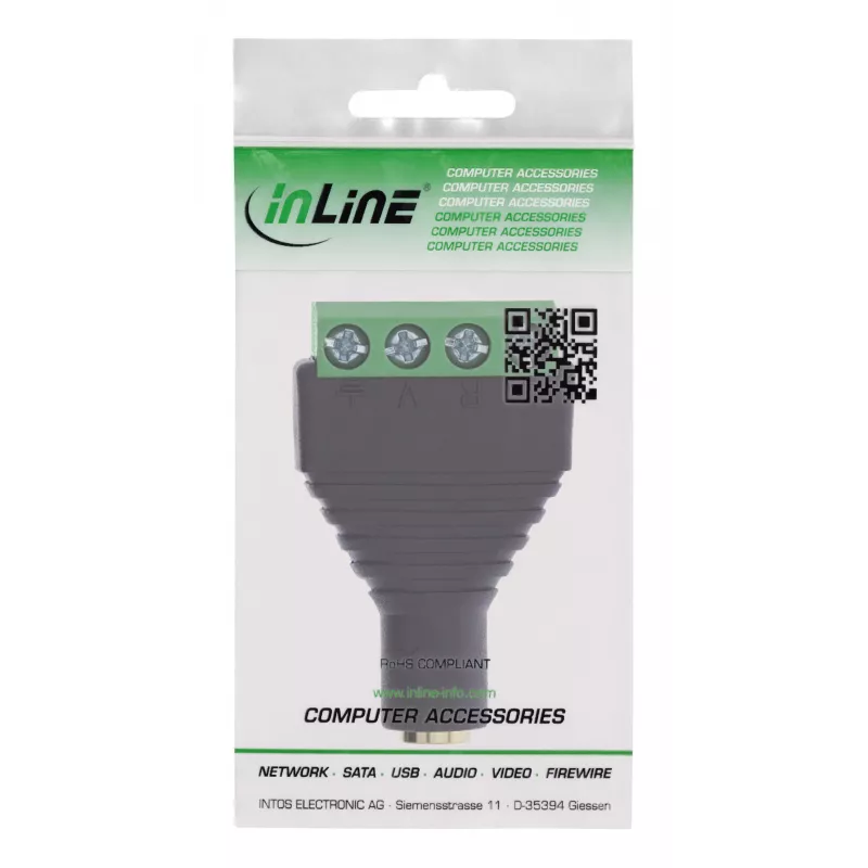 InLine 92504K wire connector 3.5 mm 4-pin jack TRRS / Terminal block 4 terminals Black, Green