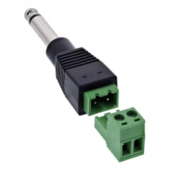 InLine 92504M wire connector 6.35 mm 2-pin jack TS / Terminal block 2 terminals Black, Green