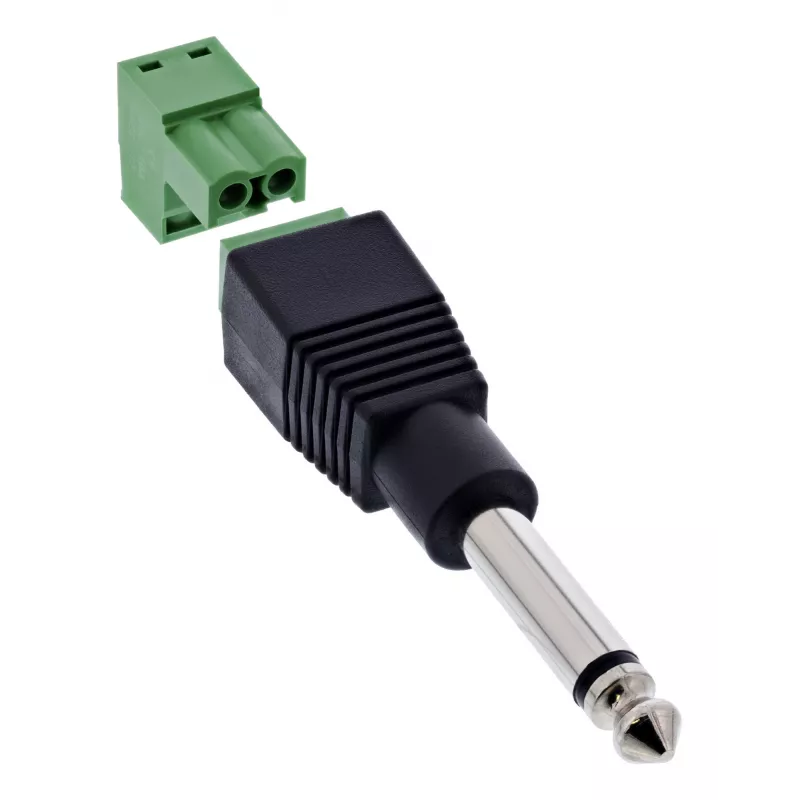 InLine 92504M wire connector 6.35 mm 2-pin jack TS / Terminal block 2 terminals Black, Green