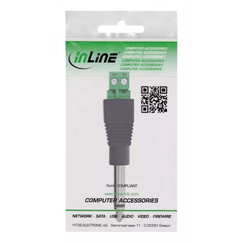 InLine 92504M wire connector 6.35 mm 2-pin jack TS / Terminal block 2 terminals Black, Green