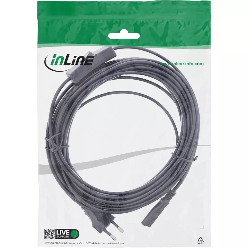 InLine 16155 power cable Black 5 m CEE7/16 IEC C7