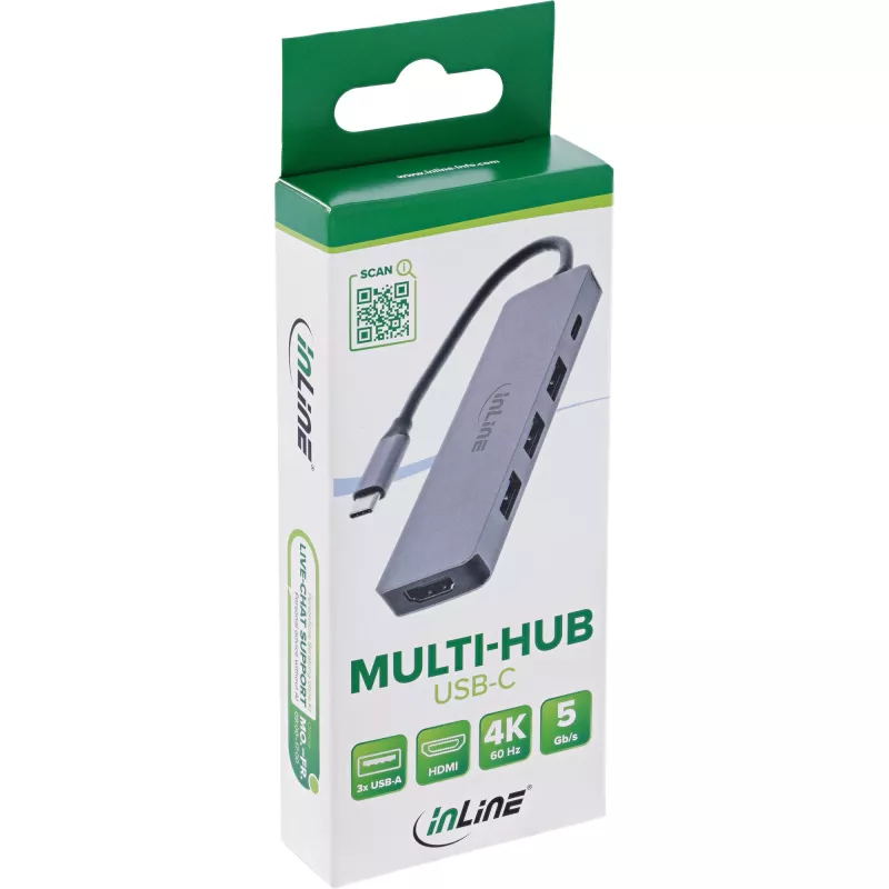 InLine 33271A interface hub USB 3.2 Gen 1 (3.1 Gen 1) Type-C 5000 Mbit/s Grey