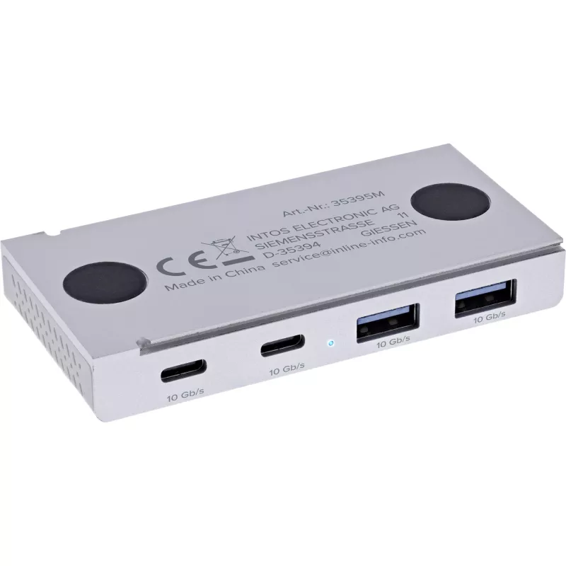 InLine 35395M interface hub USB 3.2 Gen 2 (3.1 Gen 2) Type-C 10000 Mbit/s Silver