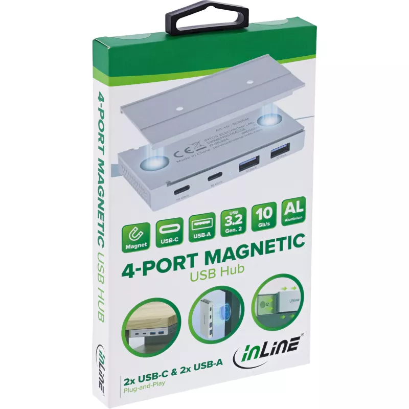 InLine 35395M interface hub USB 3.2 Gen 2 (3.1 Gen 2) Type-C 10000 Mbit/s Silver