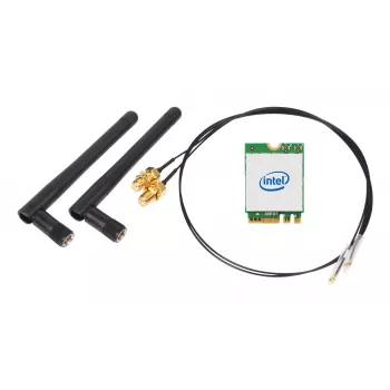 SHUTTLE WLN-M22 WLAN Kit — Intel AX210 M.2 Wi‑Fi 6E (Tri‑band 2.4/5/6 GHz) with Bluetooth 5.2 and 2x2 external antennas