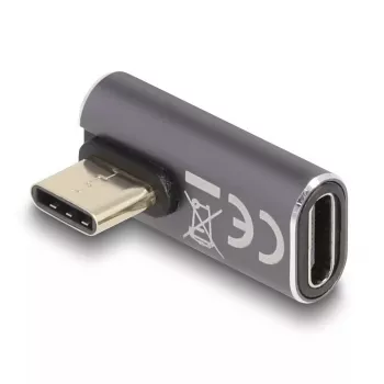 DeLOCK USB Adapter 40 Gbps USB Type-C PD 3.0 100 W male to female angled left/right 8K 60 Hz metal