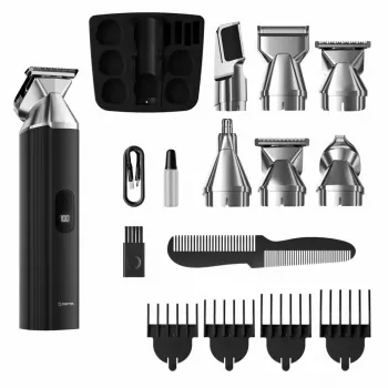 Cordless rechargeable hair trimmer MANTA HT-01BK — USB-C, IPX7 waterproof, 90 min battery, 6 + 4 magnetic attachments