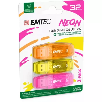 USB Flash Drive Emtec 32GB USB Type-A 2.0 C410 Neon