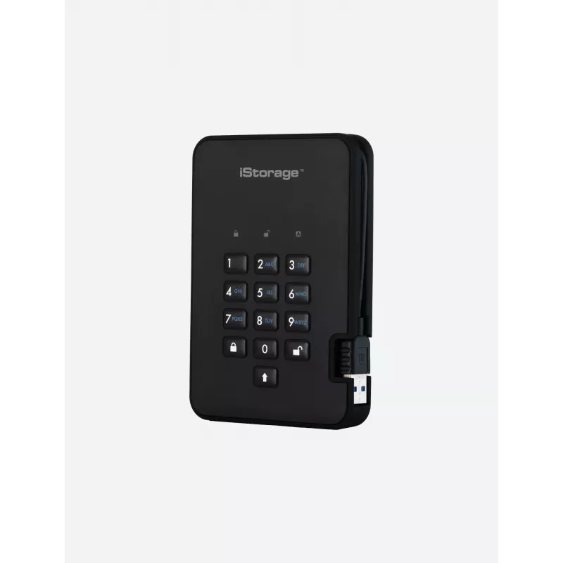 iStorage diskAshur2 256-bit 1TB USB 3.2 secure encrypted solid-state drive - Black IS-DA2-256-SSD-1TB-B