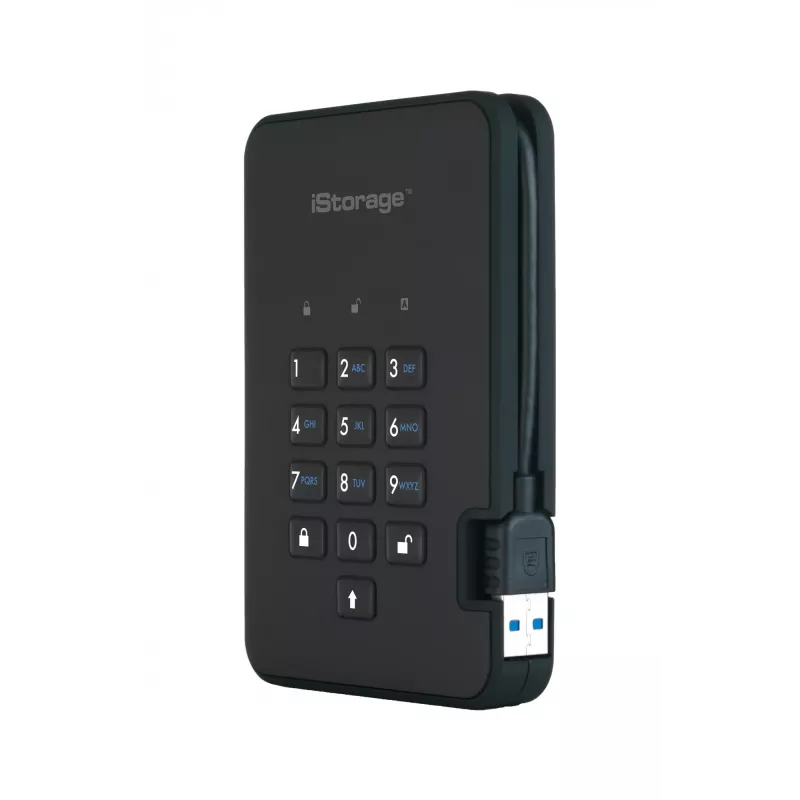 iStorage diskAshur2 256-bit 1TB USB 3.2 secure encrypted solid-state drive - Black IS-DA2-256-SSD-1TB-B