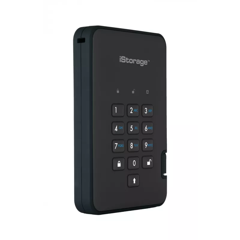 iStorage diskAshur2 256-bit 1TB USB 3.2 secure encrypted solid-state drive - Black IS-DA2-256-SSD-1TB-B