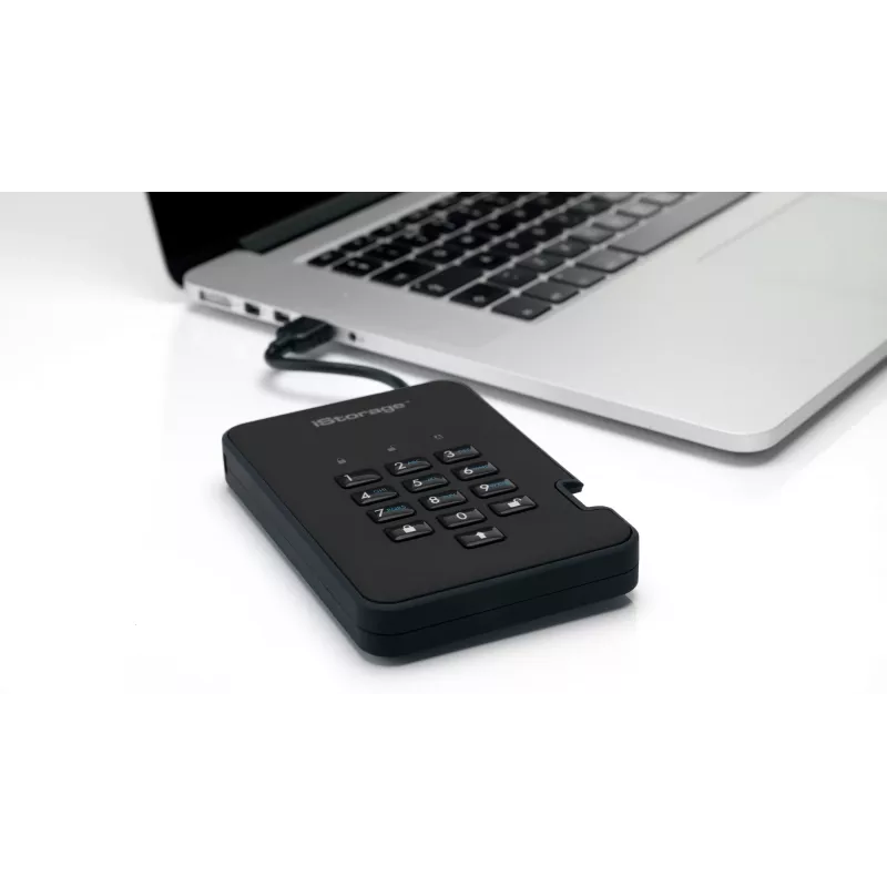 iStorage diskAshur2 256-bit 1TB USB 3.2 secure encrypted solid-state drive - Black IS-DA2-256-SSD-1TB-B