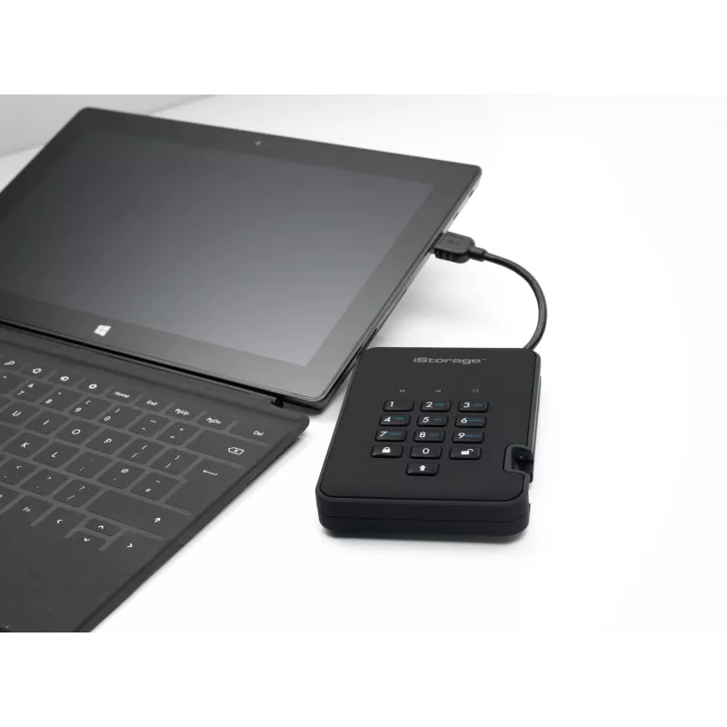 iStorage diskAshur2 256-bit 1TB USB 3.2 secure encrypted solid-state drive - Black IS-DA2-256-SSD-1TB-B