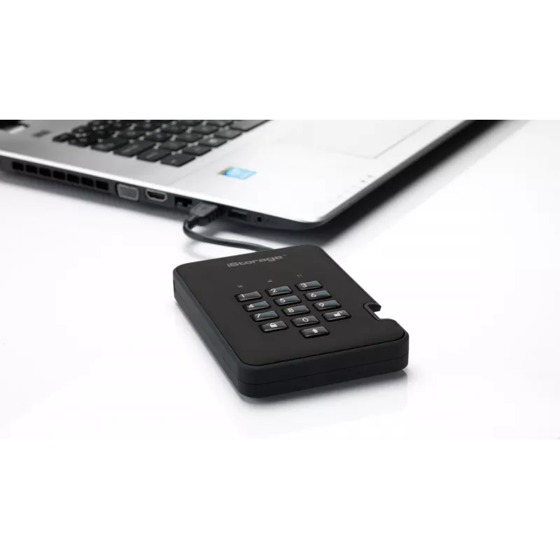 iStorage diskAshur2 256-bit 1TB USB 3.2 secure encrypted solid-state drive - Black IS-DA2-256-SSD-1TB-B