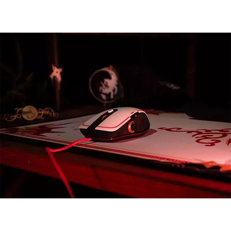 Lexip X Ubisoft - Assassin's Creed - Shadows Mouse, Right-hand, Optical, USB Type-A, 12000 DPI, Black, Gold, Red, White