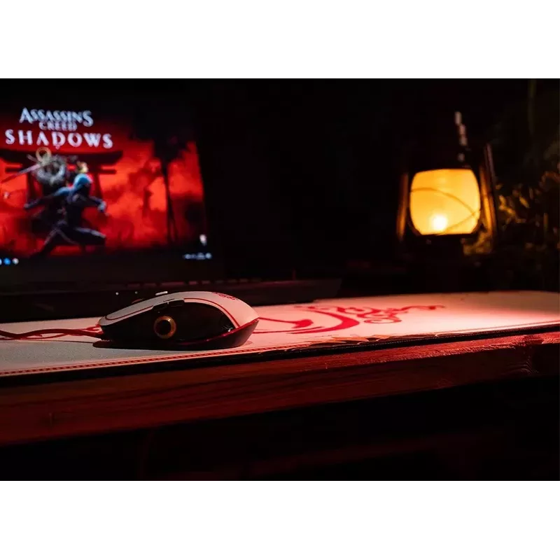 Lexip X Ubisoft - Assassin's Creed - Shadows Mouse, Right-hand, Optical, USB Type-A, 12000 DPI, Black, Gold, Red, White