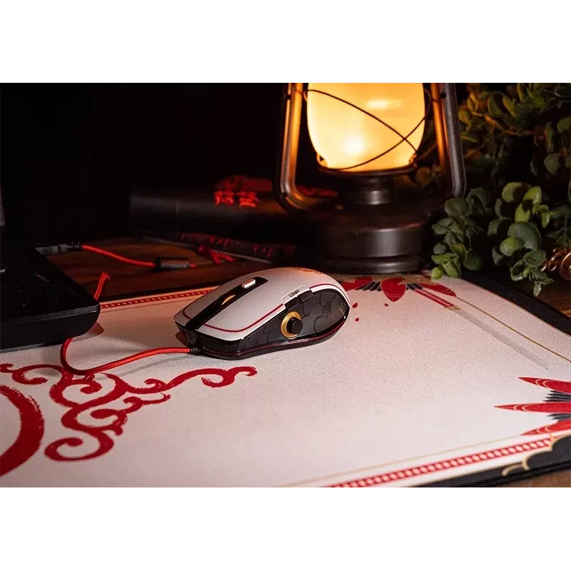 Lexip X Ubisoft - Assassin's Creed - Shadows Mouse, Right-hand, Optical, USB Type-A, 12000 DPI, Black, Gold, Red, White