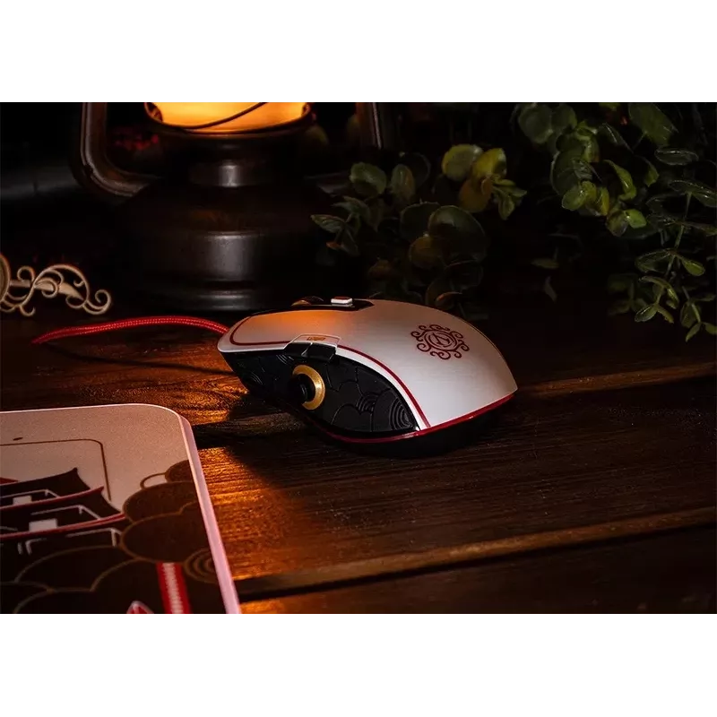 Lexip X Ubisoft - Assassin's Creed - Shadows Mouse, Right-hand, Optical, USB Type-A, 12000 DPI, Black, Gold, Red, White