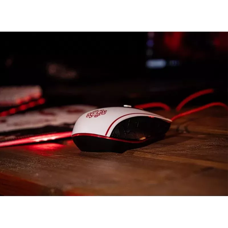Lexip X Ubisoft - Assassin's Creed - Shadows Mouse, Right-hand, Optical, USB Type-A, 12000 DPI, Black, Gold, Red, White