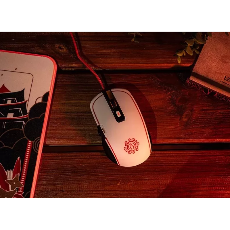 Lexip X Ubisoft - Assassin's Creed - Shadows Mouse, Right-hand, Optical, USB Type-A, 12000 DPI, Black, Gold, Red, White