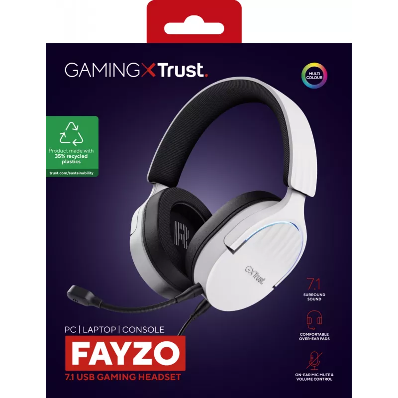 Trust GXT 490 FAYZO Headset Wired Head-band Motorcycle USB Type-A Black, White