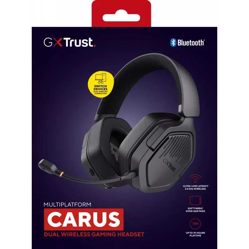 Trust GXT 493 Carus Headset Wired & Wireless Head-band, Helmet Gaming USB Type-C / USB Type-A Bluetooth Black