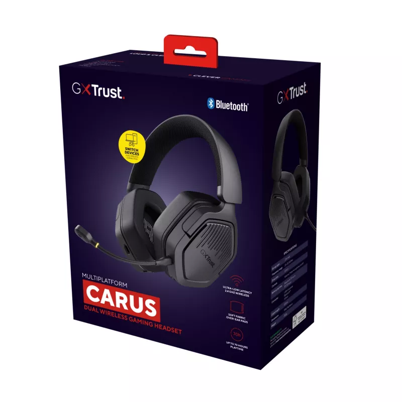 Trust GXT 493 Carus Headset Wired & Wireless Head-band, Helmet Gaming USB Type-C / USB Type-A Bluetooth Black