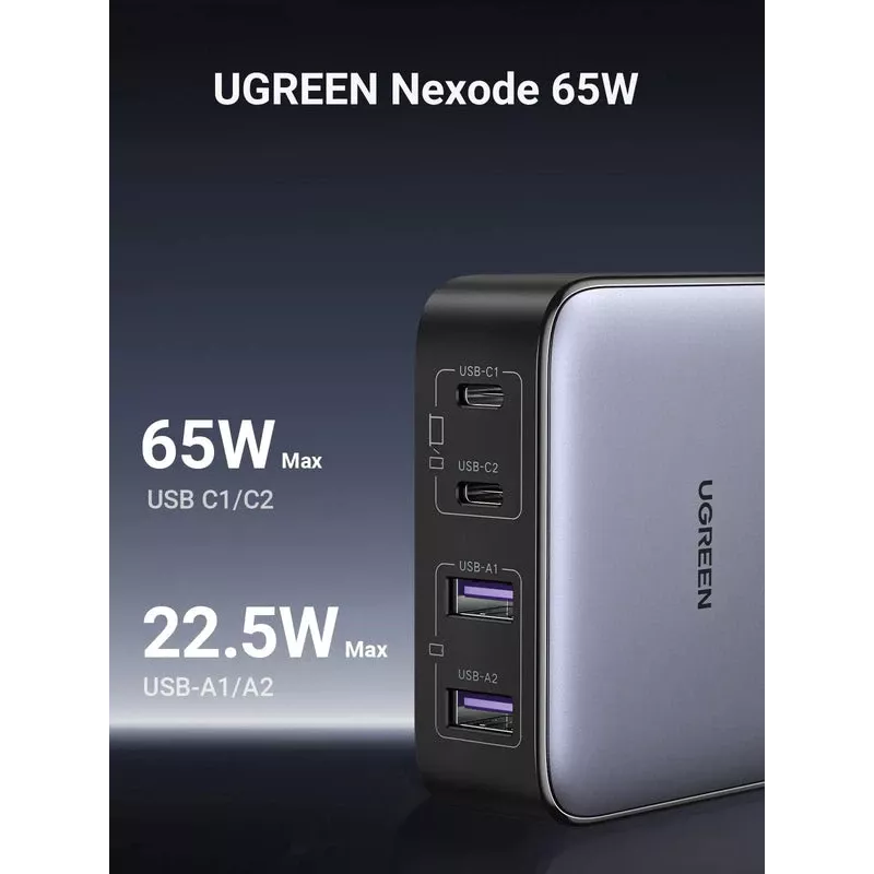 Ugreen Nexode 65 W Desktop Fast Charger, 2x USB-A + 2x USB-C (90747)