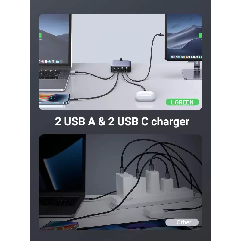 Ugreen Nexode 65 W Desktop Fast Charger, 2x USB-A + 2x USB-C (90747)