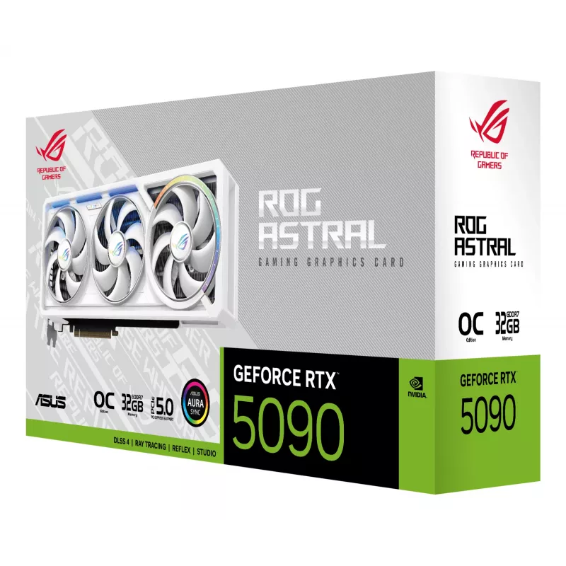 Graphics card ASUS ROG Astral GeForce RTX 5090, 32 GB GDDR7, 512-bit, PCIe 5.0, 3 fans, white