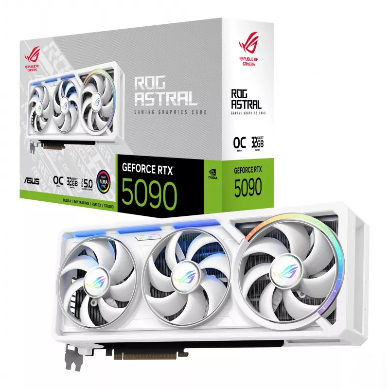 Graphics card ASUS ROG Astral GeForce RTX 5090, 32 GB GDDR7, 512-bit, PCIe 5.0, 3 fans, white