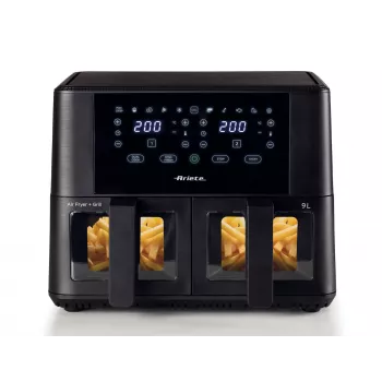 Ariete 4631 Double Air fryer 9L, 2400W, Total capacity 9L, 11 programs, Multifunction, Up to 3.6kg of fried food Temperature up to 200°C, Double basket, Black