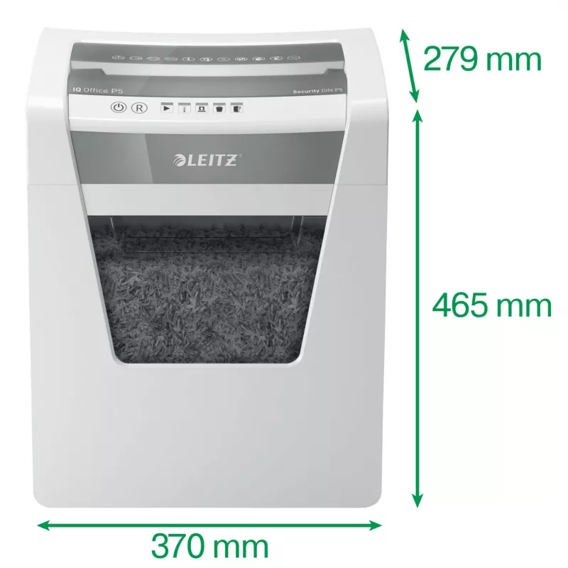 Leitz IQ Office Paper Shredder Security P5, Micro-cut shredding, 22.3 cm, 2 x 15 mm, 23 L, 250 sheets, 55 dB