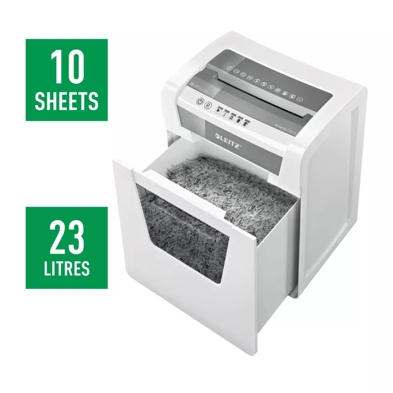 Leitz IQ Office Paper Shredder Security P5, Micro-cut shredding, 22.3 cm, 2 x 15 mm, 23 L, 250 sheets, 55 dB