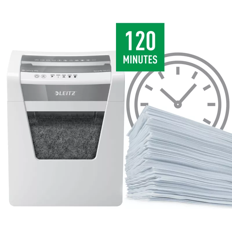 Leitz IQ Office Paper Shredder Security P5, Micro-cut shredding, 22.3 cm, 2 x 15 mm, 23 L, 250 sheets, 55 dB
