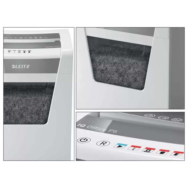 Leitz IQ Office Paper Shredder Security P5, Micro-cut shredding, 22.3 cm, 2 x 15 mm, 23 L, 250 sheets, 55 dB