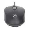 Manhattan Comfort II USB Wired Mouse, Black, 1000dpi, USB-A, Optical, Ambidextrous, Portable/Compact, Three Button with Scroll Wheel, Three Year Warranty