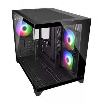 Mini Tower PC Case Cougar FV150 ARGB — Black, supports 2x120/140mm side fans, 1x120mm rear, HDD 2.5 inch/3.5 inch, 285×435×365 mm
