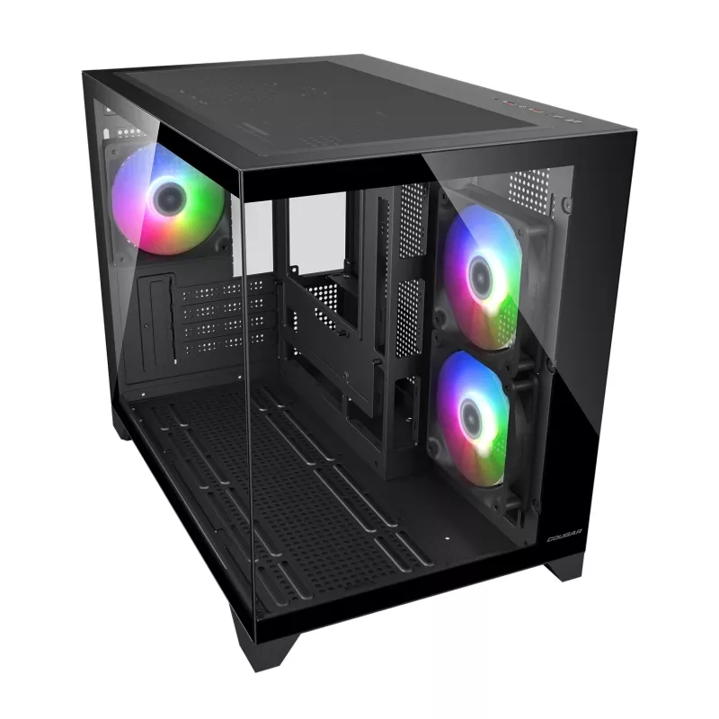 Mini Tower PC Case Cougar FV150 ARGB — Black, supports 2x120/140mm side fans, 1x120mm rear, HDD 2.5 inch/3.5 inch, 285×435×365 mm