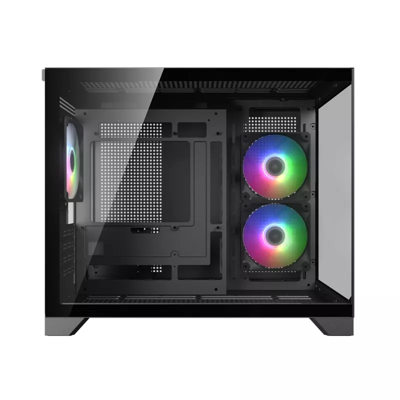 Mini Tower PC Case Cougar FV150 ARGB — Black, supports 2x120/140mm side fans, 1x120mm rear, HDD 2.5 inch/3.5 inch, 285×435×365 mm