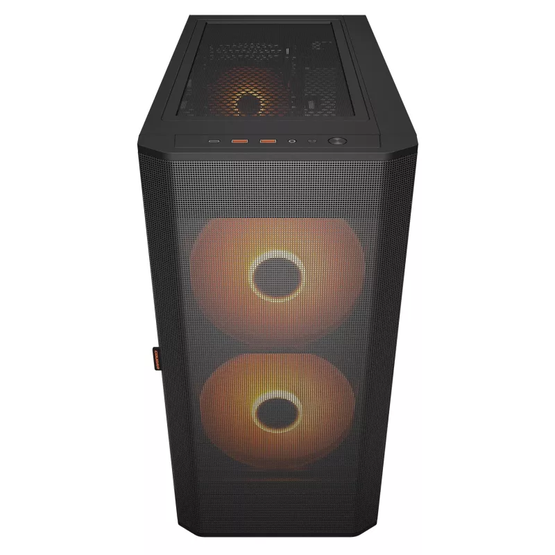 PC Midi Tower Case Cougar Airface FLO ARGB, Black — supports 2x180mm front, 1x120mm rear, 2.5/3.5 inch drives, 240×480×509 mm