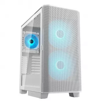 COUGAR PC Midi Tower Case Airface FLO ARGB White — 2x180mm front, 1x120mm rear, supports 2.5 inch/3.5 inch HDD, 240×480×509 mm