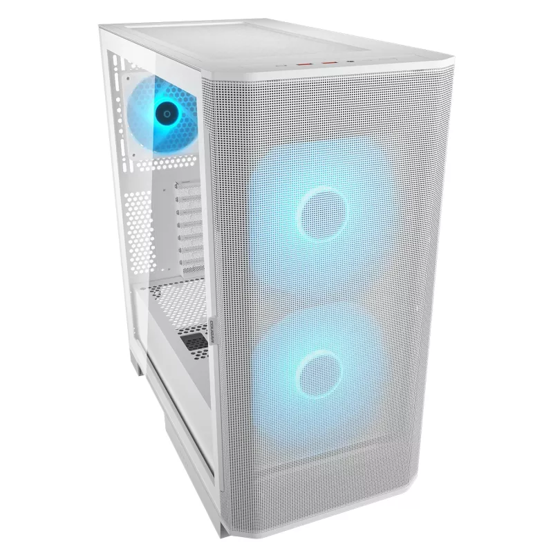 COUGAR PC Midi Tower Case Airface FLO ARGB White — 2x180mm front, 1x120mm rear, supports 2.5 inch/3.5 inch HDD, 240×480×509 mm