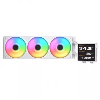 All-in-one CPU liquid cooler Cougar Poseidon Vistek Pro 360 — 120 mm fans, ARGB, White
