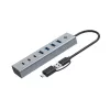 Conceptronic HUBBIES20GP 7-Port USB 3.0 Hub with Power Adapter, 5Gbps, USB-C x 3, USB-A x 4