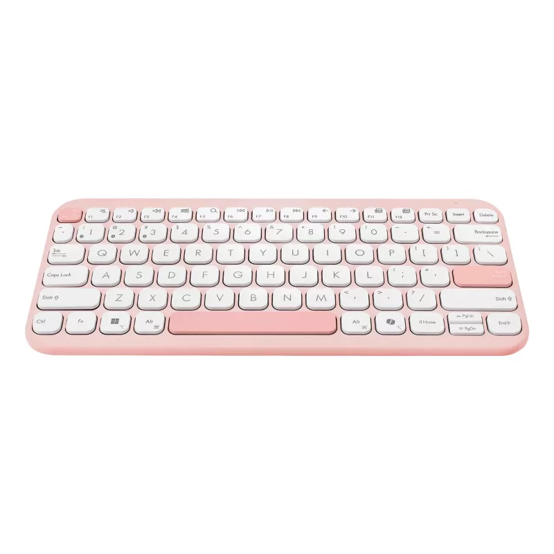 Wireless ASUS Marshmallow KW100 75% Bluetooth Keyboard — QWERTZ German, Scissor Switches, Pink