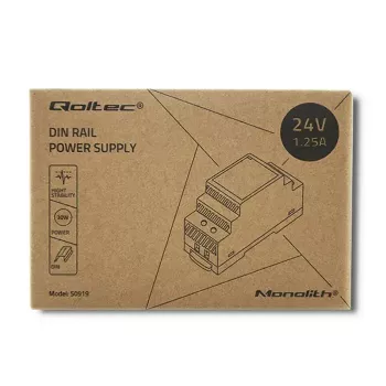 DIN rail power supply QOLTEC 30W 24V 1.25A gray