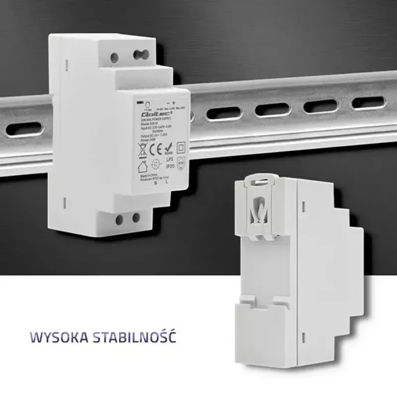 DIN rail power supply QOLTEC 30W 24V 1.25A gray