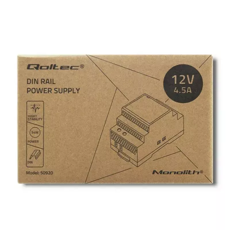 DIN rail power supply QOLTEC 50920, single-phase, for industrial installations