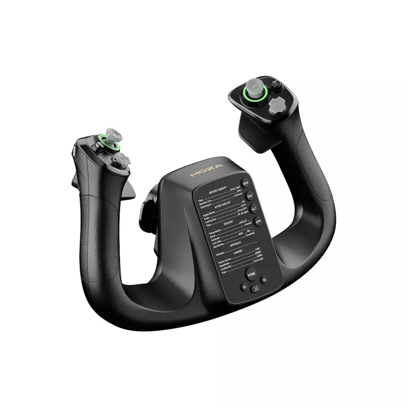 Flight base MOZA MFY YOKE — black ABS and alloy steel flight base, 142.5×202×313 mm